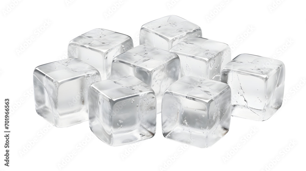 Realistic ice cubes, 3d glass icy pieces for drink cooling, clean square frozen water blocks set for alcohol or cocktail beverages isolated on transparent background. Realistic ice cubes, 3d glass icy pieces for drink cooling, clean square frozen water blocks set for alcohol or cocktail beverages isolated on transparent background.