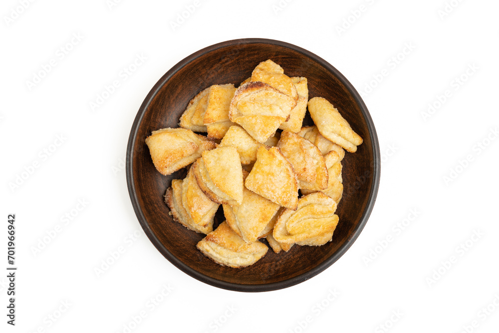 Bowl of homemade cookies on a white background Bowl of homemade cookies on a white background
