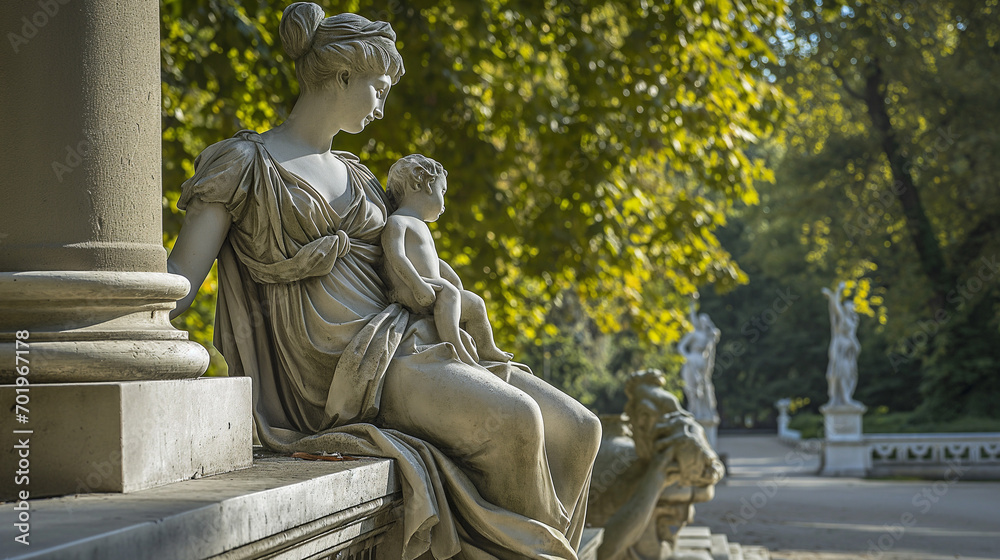 Obraz premium Antike Frauenstatue im Schlossgarten