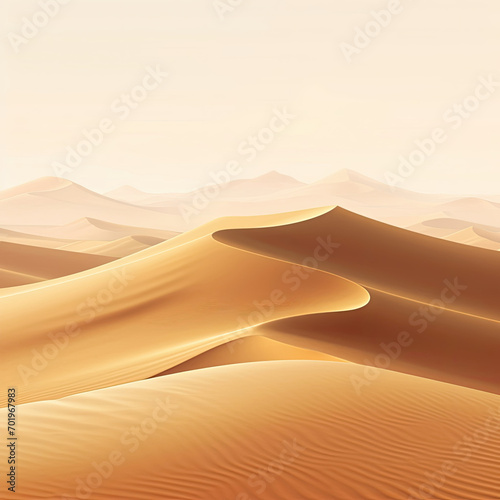 A Desert Scene With Sand Dunes and Mountains in the Background