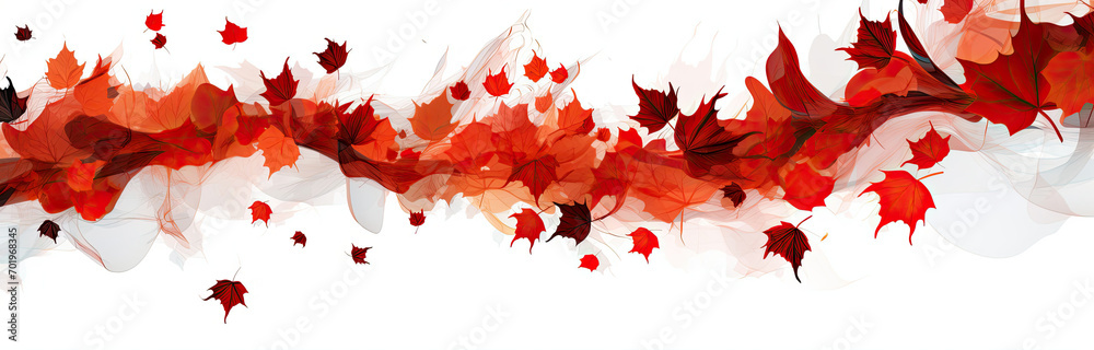 Red Leaves Dancing in the Wind