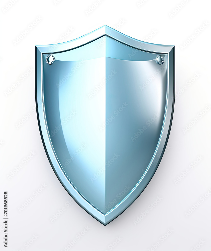 A Shiny Blue Shield on a White Background A Shiny Blue Shield on a White Background