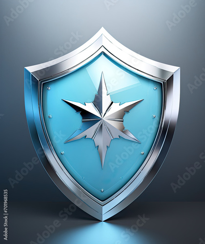 A Blue and Silver Shield With a Star