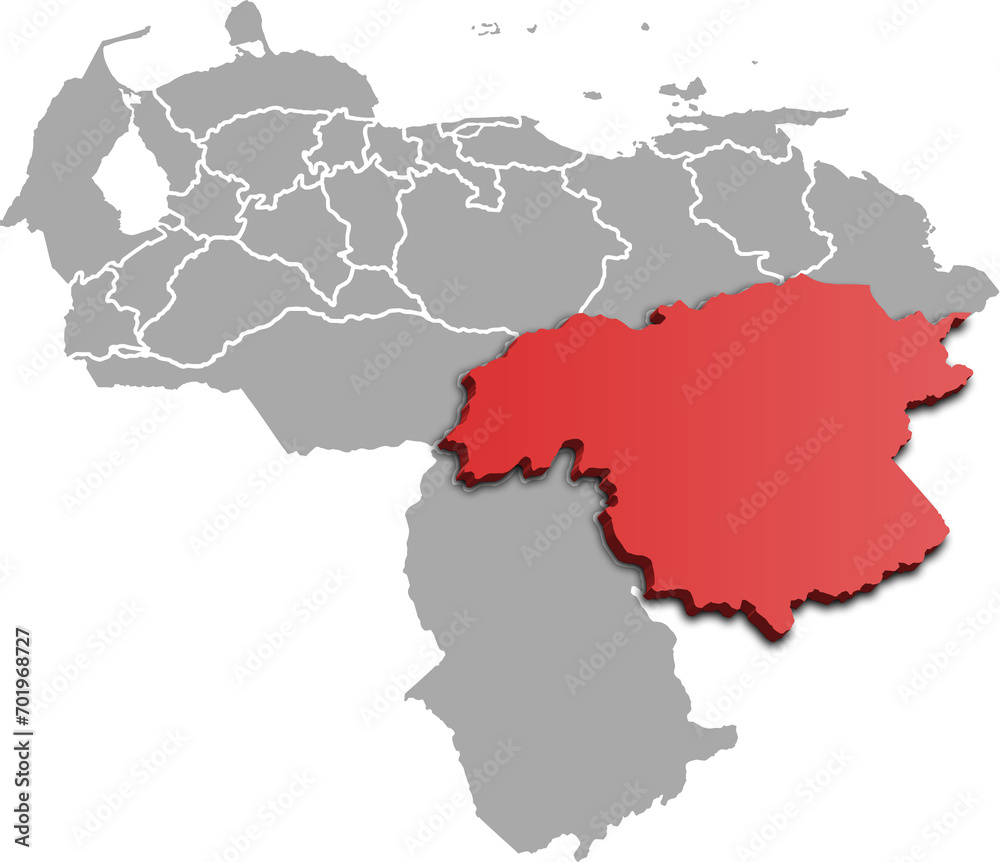 BOLIVAR DEPARTMENT MAP PROVINCE OF VENEZUELA 3D ISOMETRIC MAP