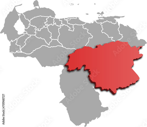 BOLIVAR DEPARTMENT MAP PROVINCE OF VENEZUELA 3D ISOMETRIC MAP