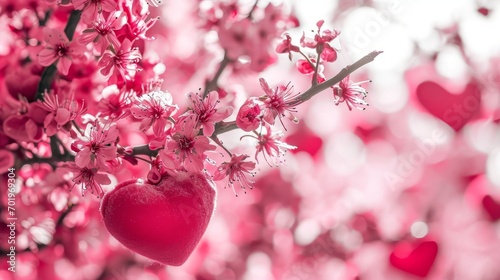 Pink and red heart bokeh background. 