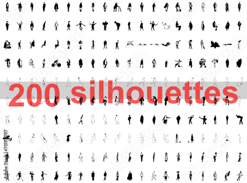 200 silhouettes (vector)