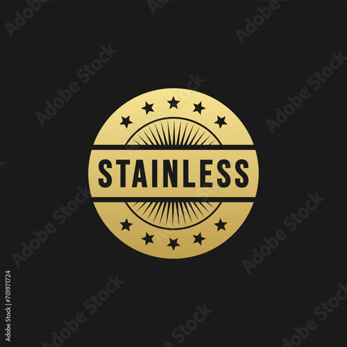 Stainless label vector or light steel frame stamp vector isolated. Light steel frame product stamp or label. Suitable for quality and stainless steel frame product labels. Vector stainless label. photo