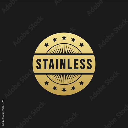 Stainless label vector or light steel frame stamp vector isolated. Light steel frame product stamp or label. Suitable for quality and stainless steel frame product labels. Vector stainless label.