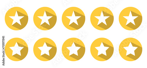 Five star feedback icon vector with long shadow. Customer satisfaction review vector