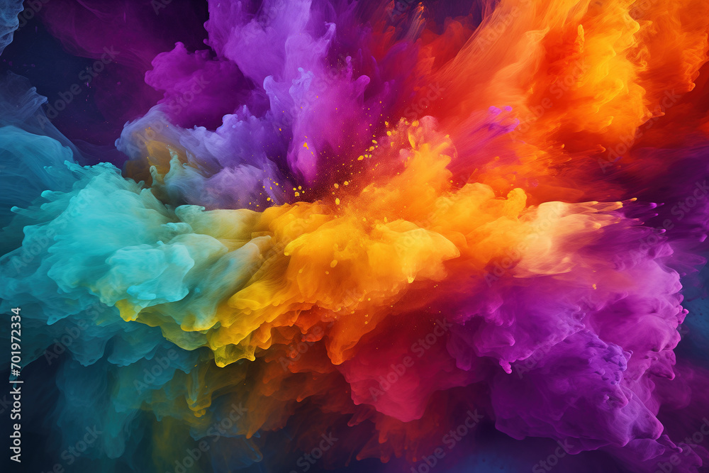 Vibrant Explosion of Colored Powders