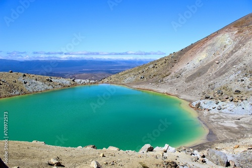 New Zealand volcano lake green