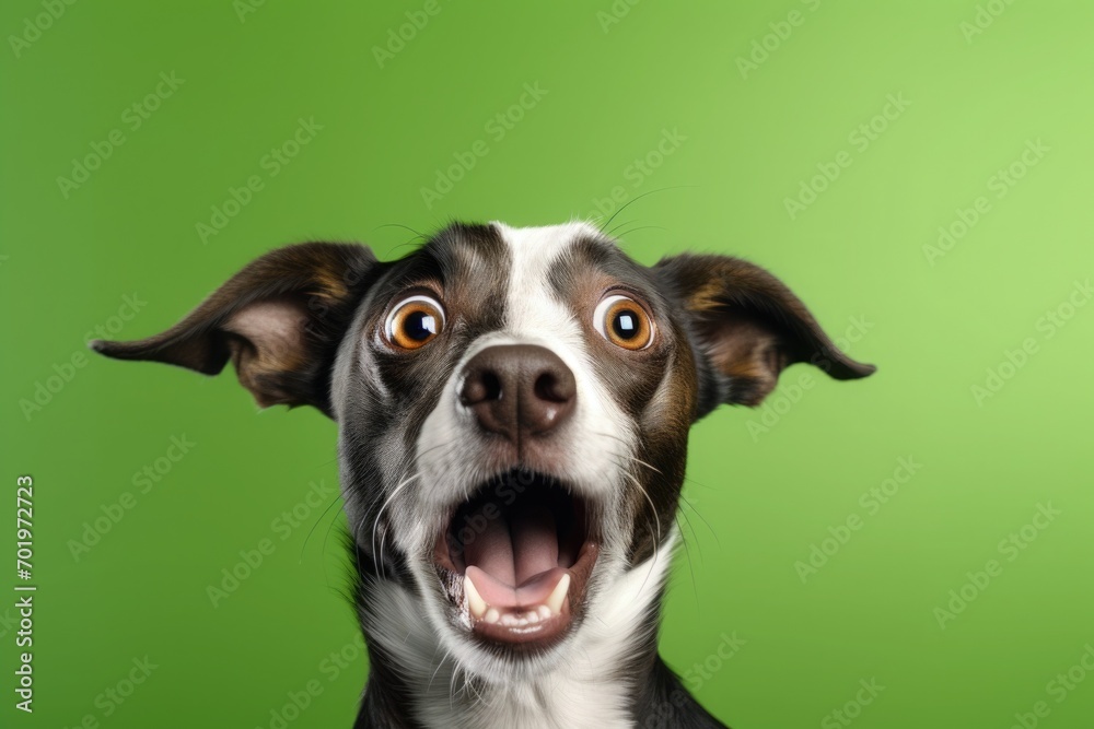 Upset dog, puppy screaming and crying with opened mouth. fluffy home pet is angry and swears on a green background. Upset dog, puppy screaming and crying with opened mouth. fluffy home pet is angry and swears on a green background.