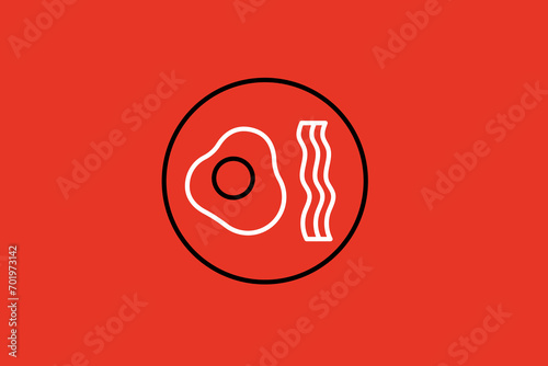 scrambled eggs and pork illustration in flat style design. Vector illustration.	