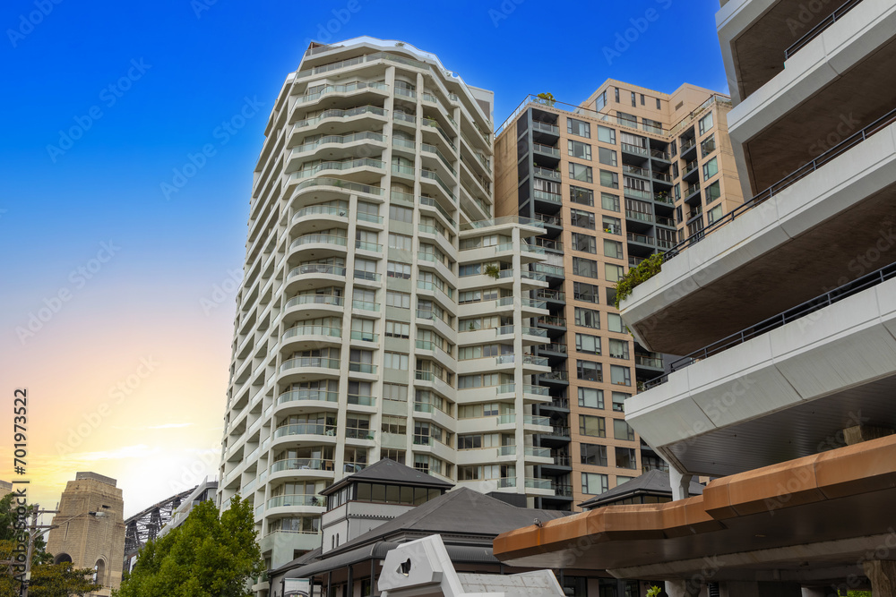 Apartment block in Sydney NSW Australia with views of Sydney Harbour and Sydney Harbour Bridge
