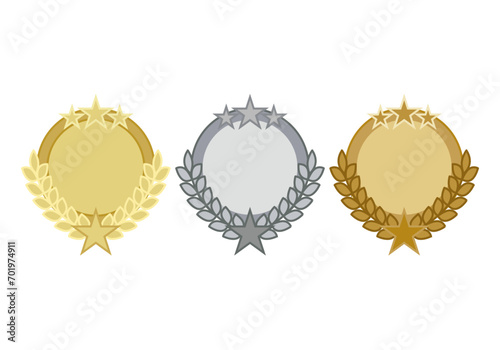 Icono de tres medallas de oro, plata y bronce.  photo