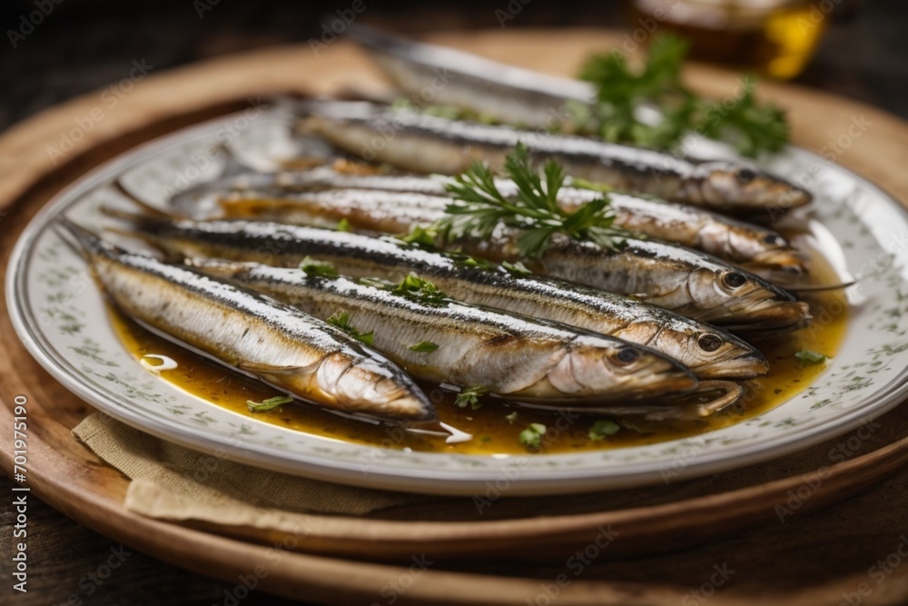grilled fish with lemon (Boquerones en Vinagre) grilled fish with lemon (Boquerones en Vinagre)