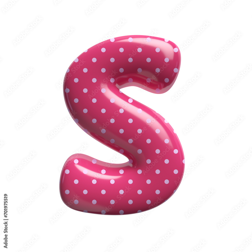 Polka dot letter S - Uppercase 3d pink retro font - suitable for Fashion, retro design or decoration related subjects Polka dot letter S - Uppercase 3d pink retro font - suitable for Fashion, retro design or decoration related subjects