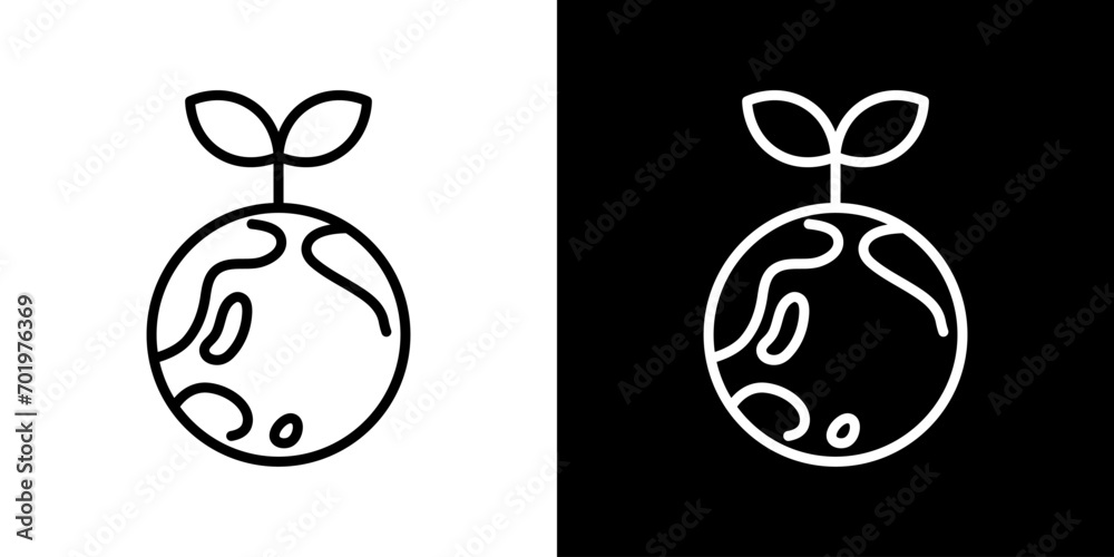 Obraz premium 地球に芽が生えたエコイメージアイコン