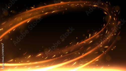 Fire Sparks Swirl Motion Effect Background, Vector Illustration