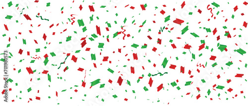 Celebration background with red, green confetti and ribbons, Shiny Confetti explosion on a transparent background, colorful confetti, Celebration elements