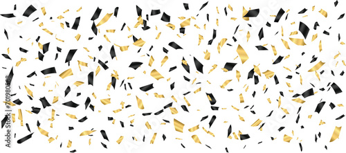 Gold and black confetti on a white background, Isolated illustration, Falling Colorful confetti, colorful confetti Celebration elements, Holiday celebration elements © Jahan Mirovi
