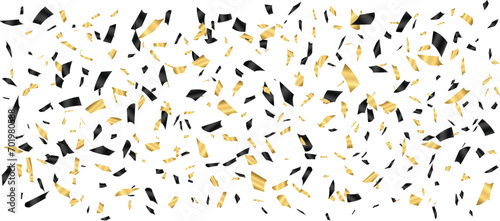 Gold and black confetti on a white background, Isolated illustration, Falling Colorful confetti, colorful confetti Celebration elements, Holiday celebration elements