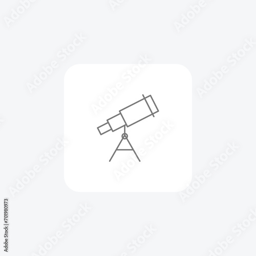 Telescope and Astronomical Observation grey thinline icon, 1px stroke,  outline icon, vector, pixel perfect icon photo