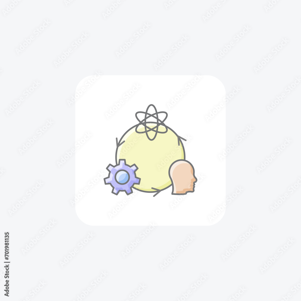 Obraz premium Science Communication awesome lineal color icon, color outline icon, vector, pixel perfect icon