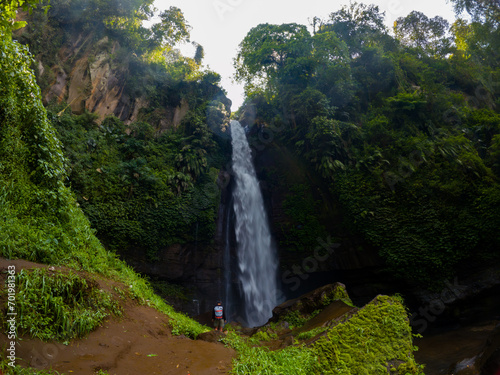 View of Coban Talun waterfall during an afternoon in East Java  Indonesia