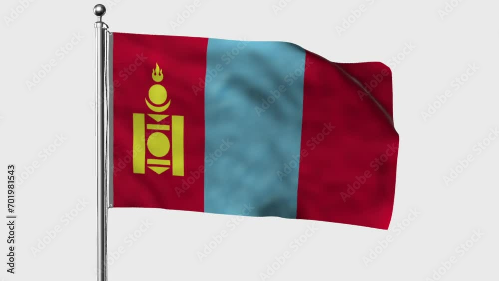 Mongolia looped flag waving in the wind with colored chroma key on ...