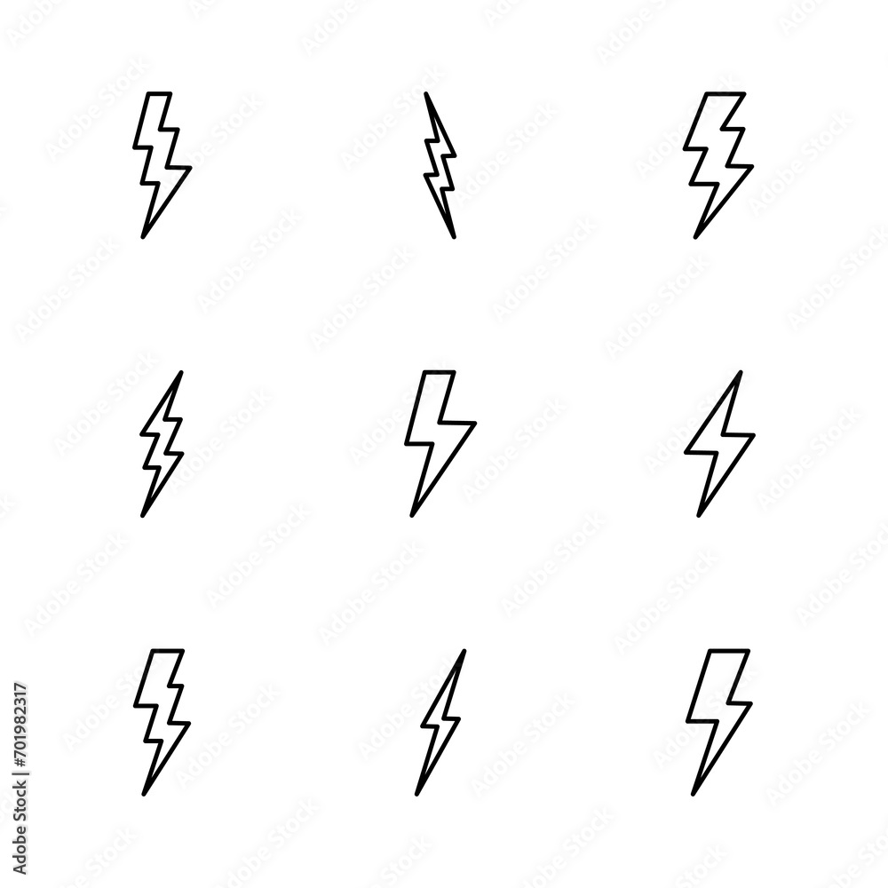 Lightning icon set. electric icon vector. power icon. energy sign - obrazy, fototapety, plakaty 