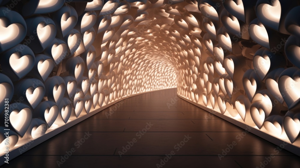 Obraz premium A mesmerizing play of light and shadows in this 3D heart tunnel, creating a dreamy and enchanting ambiance.