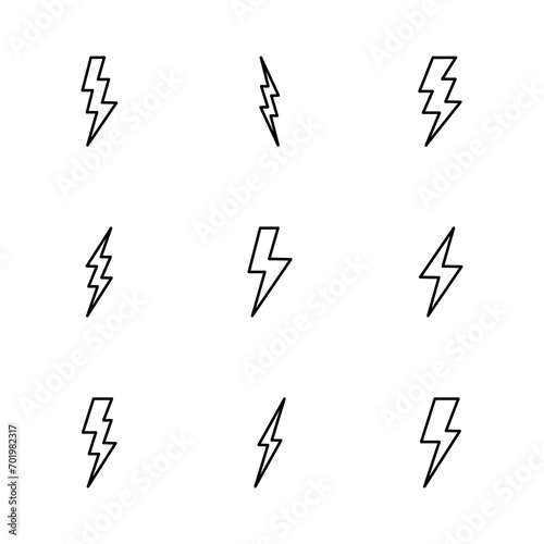 Lightning icon set. electric icon vector. power icon. energy sign photo