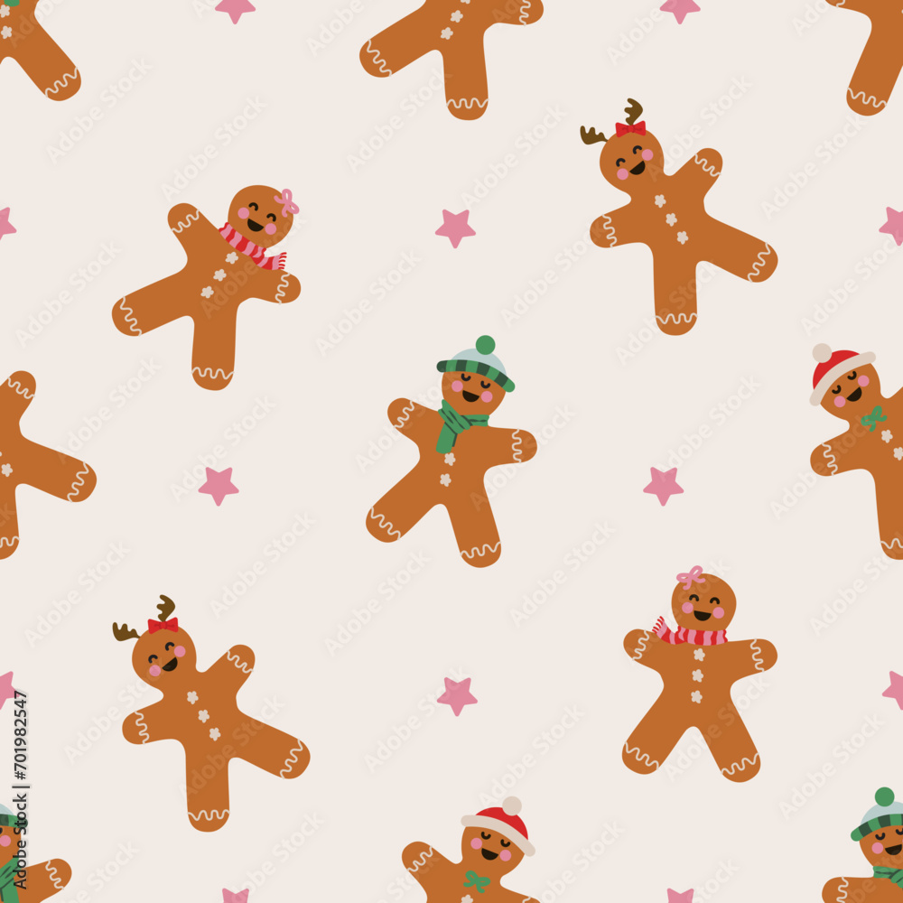 Fototapeta premium gingerbread cookies seamless pattern