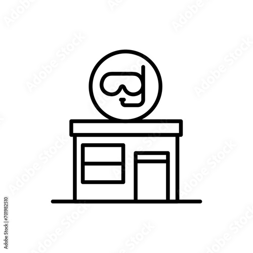 Diving store outline icons, minimalist vector illustration ,simple transparent graphic element .Isolated on white background