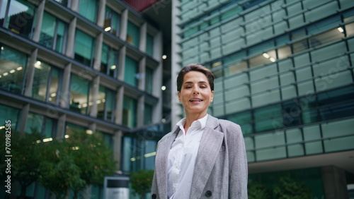 Wallpaper Mural Businesswoman posing office building in suit. Successful middle aged woman look Torontodigital.ca