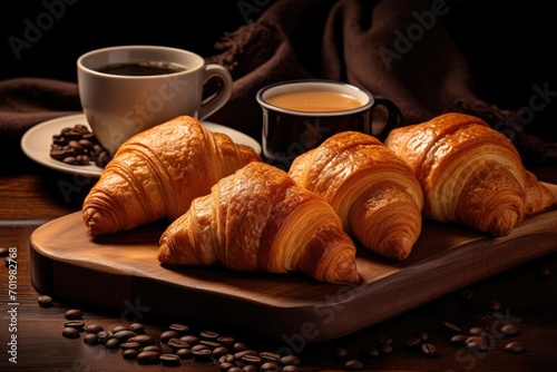 Coffee paired with croissants