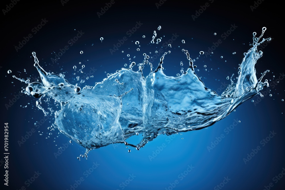 Blue water splashing in isolation against a white backdrop Blue water splashing in isolation against a white backdrop