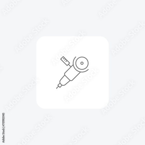 Disc Sander Tool grey thin line icon, 1px stroke icon, outline icon, vector, pixel perfect icon