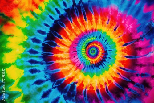 Colorful spiral pattern in tie dye