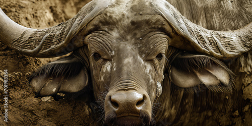 A Majestic Close-Up of a Bull's Enormous Horns