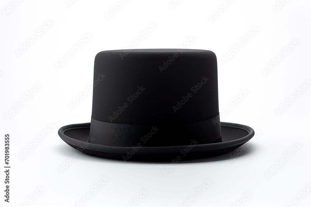White isolated background with black top hat. White isolated background with black top hat.