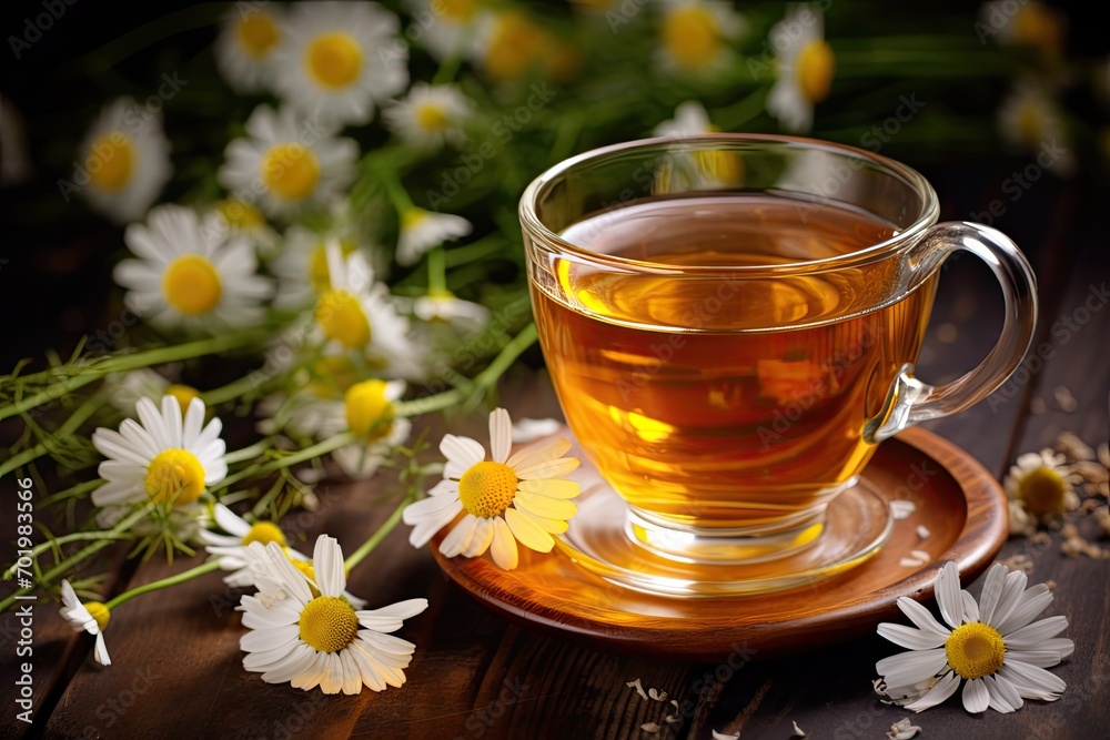 Camomile flower infusion. Camomile flower infusion.