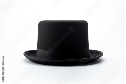 White isolated background with black top hat.