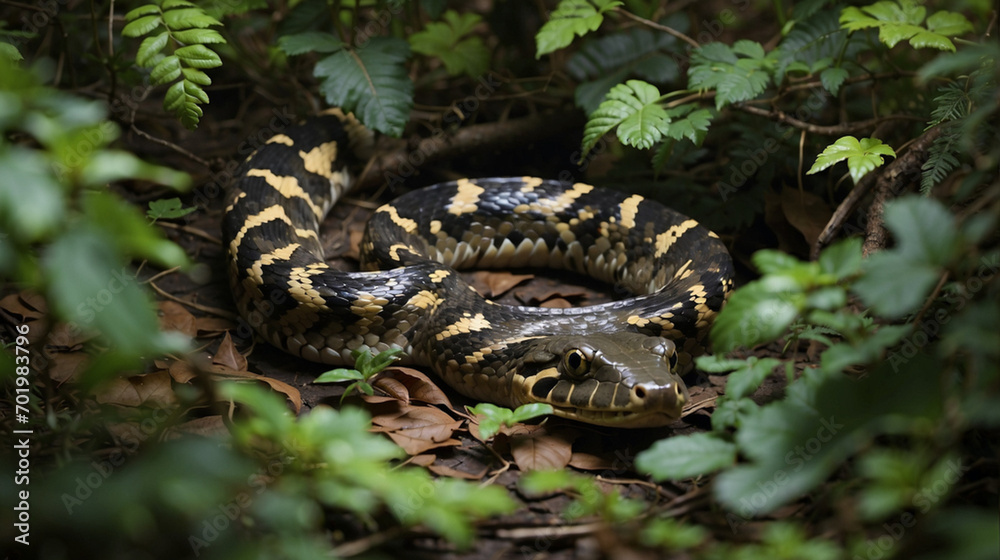 Obraz premium Shadow-Weaving Arboreal Python