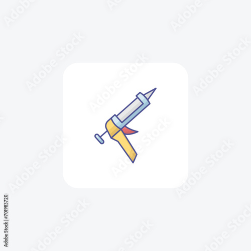 Caulking Gun Tool lineal color icon, color outline icon, vector, pixel perfect icon