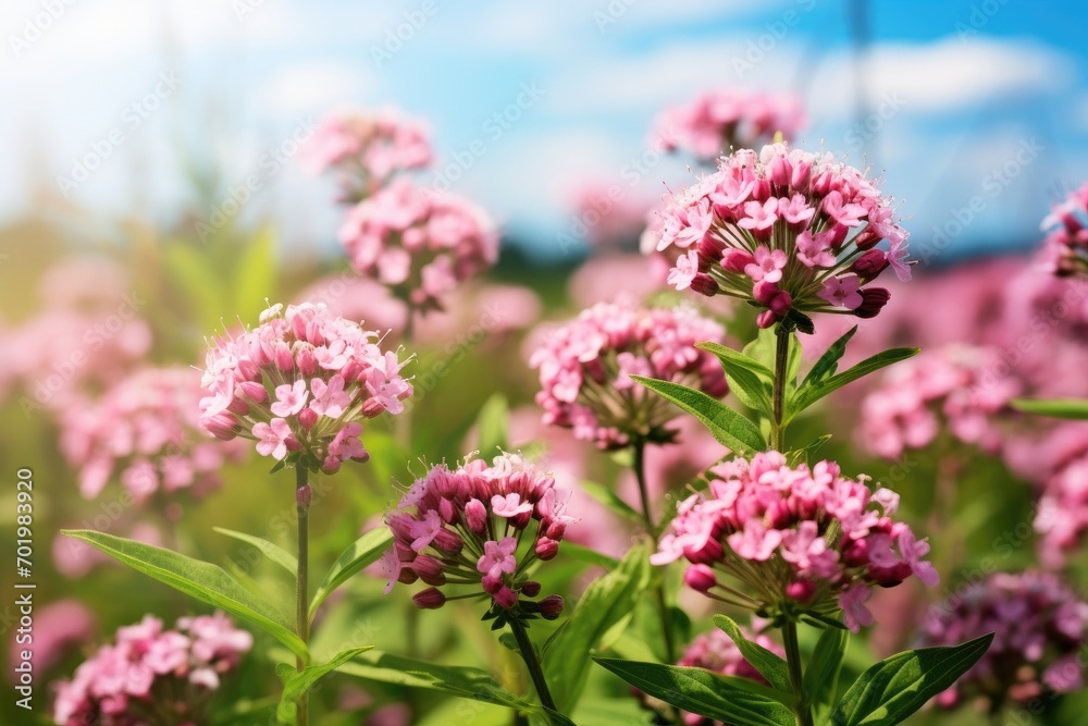 Field of Valerian officinalis flowers Field of Valerian officinalis flowers