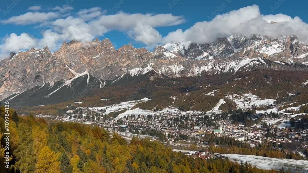 Winter landscape snowy mountains in Dolomites Alps Italy . High quality 4k footage Winter landscape snowy mountains in Dolomites Alps Italy . High quality 4k footage