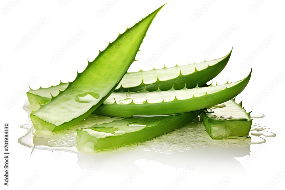 Fresh aloe vera isolated on white background for health and beauty products Fresh aloe vera isolated on white background for health and beauty products